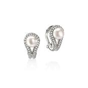 Surf Earrings, Sterling Silver, Diamonds, Pearl|EBP895042DI