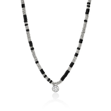 JH Lovestruck™ Heishi Pendant Necklace, Sterling Silver, Hardstones, Diamond, 1.25TCW|NBP4303931BONLGD