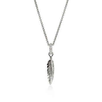 Feather Talisman Necklace, Sterling Silver, Diamonds|NBP9012092DI