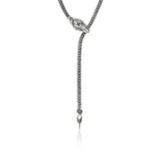 Naga Y Necklace, Sterling Silver, Blue Sapphires, 4.4MM|NBS603954BSP