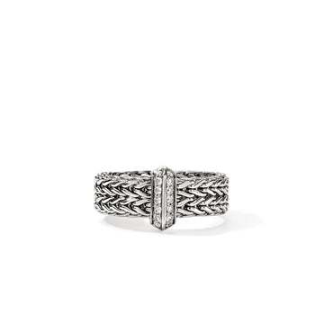 Icon Link Bar Ring, Sterling Silver, Diamonds, 6MM|RBP987362DI